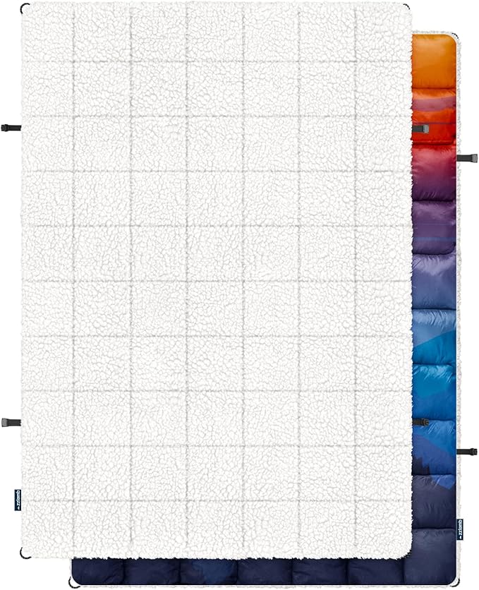 zzlamb Outdoor Camping Blanket with Sherpa LiningPuffy Thick Camp Quilt for SleepingPackable Warm Wearable Fleece Blankets for Cold WeatherTravelingBackpackingPicnicsBeachStadium 52x75in