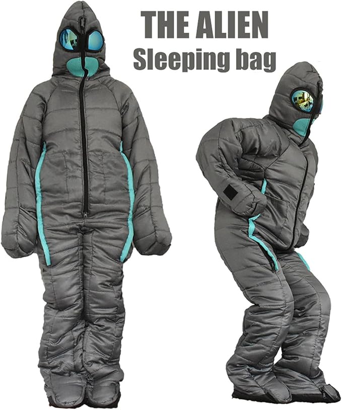 Wearable Sleeping Bag Full Body Sleeping Bag Suit Alien Walkable Sleep Bed for Travel Outdoor Hiking Ultraligh T Windproof Adult Camping Wearable Jacket for Climbing