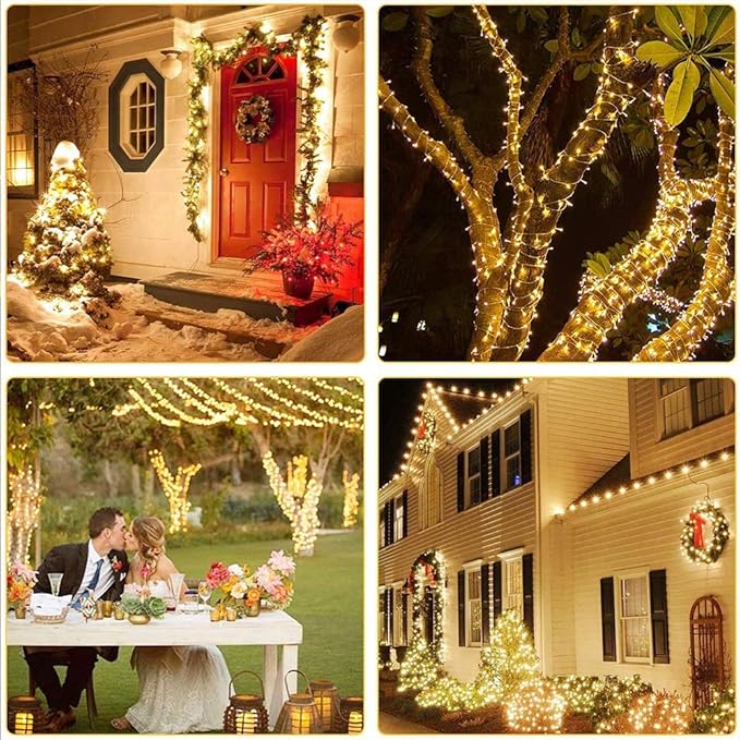 338Ft Christmas Lights Outdoor 1000 LED Christmas String Lights with 8 Modes Timer Waterproof Fairy Twinkle Lights for Party Garden Wedding Holiday Weddings Xmas Tree Decorations (Warm White)