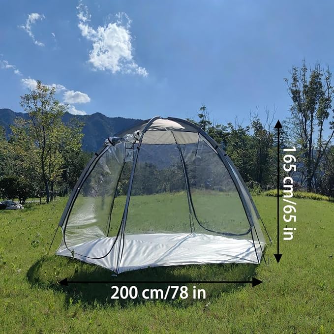 2 Person Transparent Sports Tent 360° Panoramic View Windproof Portable Outdoor Clear Bubble Tent for Winter Camping Fishing and Sports Activities