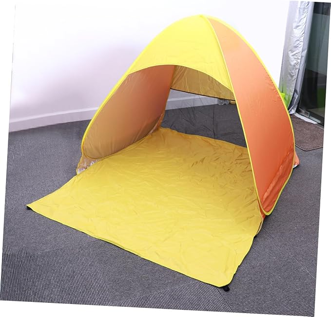 Portable Instant Tent Sun Shelter Automatic Pop Up Beach Canopy with Design for Outdoor Camping Orange Yellow UV Protection Easy Setup Rugged Structure