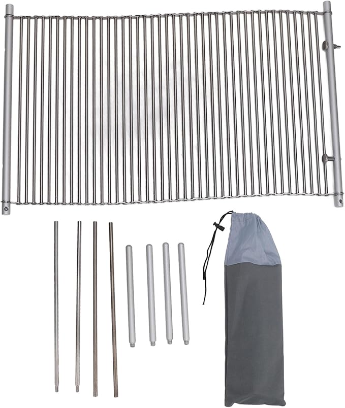 Folding Camping Table Portable Roll Up Table Board with Storage Bag Stainless Steel Adjustable Height for Picnic Camping BBQ Party Backyard Beach Sliver
