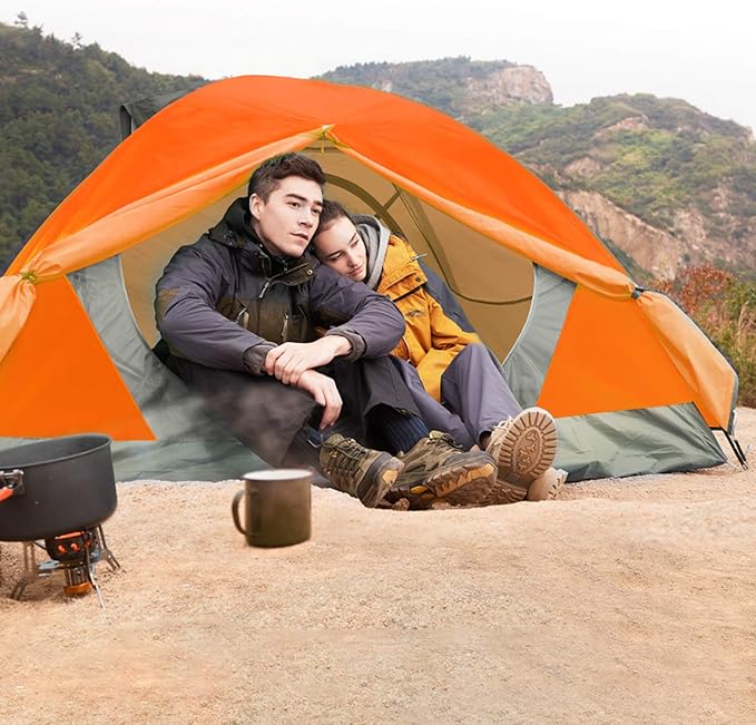 BISINNA 2/4 Person Camping Tent Lightweight Backpacking Tent Waterproof Windproof Two Doors Easy Setup Double Layer Outdoor Tents for Family Camping Hunting Hiking Mountaineering Travel
