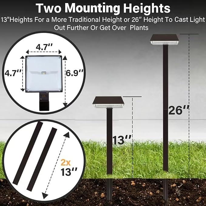 Bobcat Solar Pathway Lights Outdoor Super Bright 300 lumens with 2-in-1 Warm White and Daylight Color Modes Solar LED Lights Outdoor Waterproof for Path Sidewalk Driveway or Walk Way Light(4 Pack)