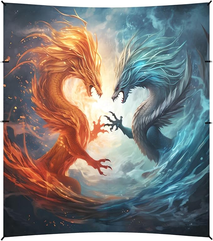 Camping Sun Shelters Two Dragons Battling in The Wave Beach Canopy 126 * 110.2in