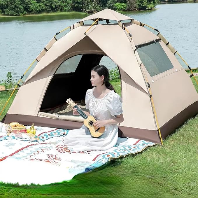 2 Person Tent for Camping Instant Pop Up Camping Tent with Screen Porch Family Tent for Outdoor/Hiking/Traveling with Tote Bag Camp Dome