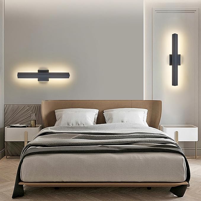 Modern Outdoor Porch Light Patio Lamp in 20W 3000K Integrated LED with Aluminum Triangle &amp Frosted Glass IP65 Waterproof Wall Sconce2 Pack(Textured Black)Can Installed in Any Direction.