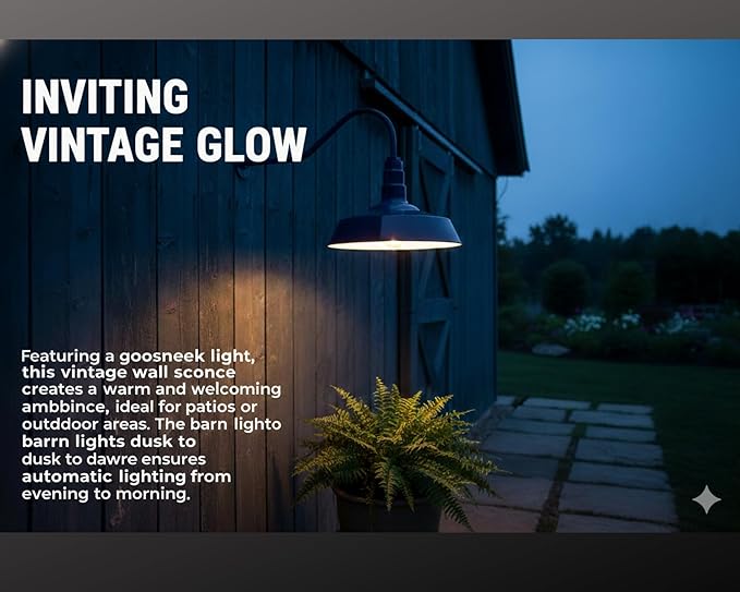 AGB101-AS18-BLUE Gooseneck Barn Light - Blue Outdoor Dome with Incandescent Downlight | Wall-Mount Fixture for Patios Gardens Pathways and Large Outdoor Living Spaces