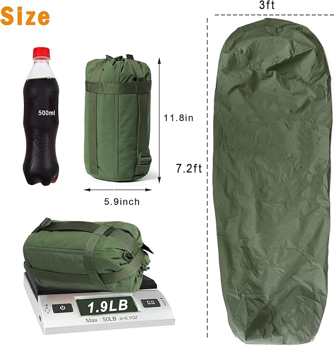 Akmax.cn Bivy Cover Sack for Military Army Modular Sleeping System Waterproof Outer Shell for Sleeping Bag Minimalist Stealth Shelter