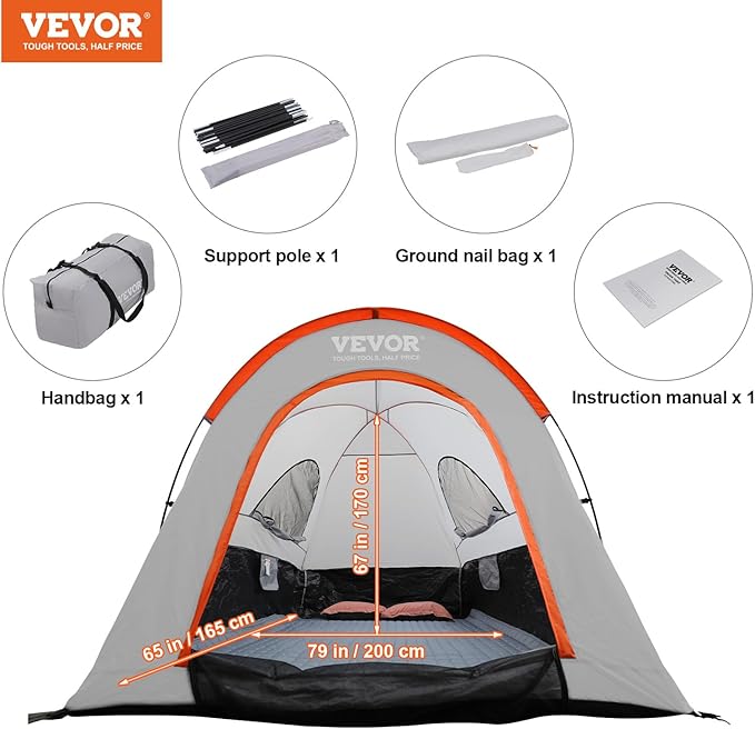 VEVOR SUV and Pickup Truck Camping Tents Waterproof Double Layer Design with Carry Bag Accommodates 2-9 Persons for Outdoor Activities