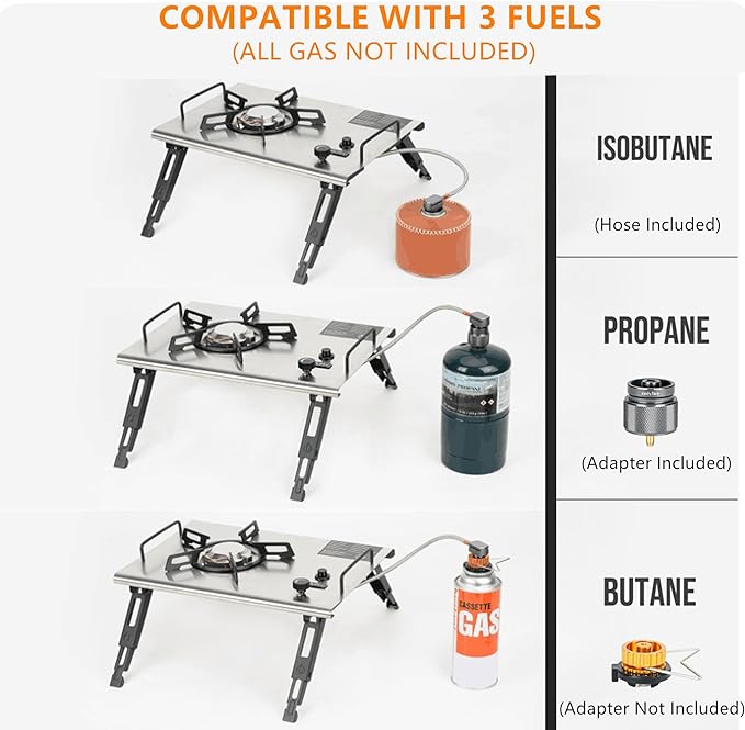 Onlyfire IGT Camping Table Kit with Propane Gas Stove and Carrying Case Portable Folding Camp Table IGT Unit Combination Combo for Picnic RV Car Trip Tailgating Patio Backyard GS337