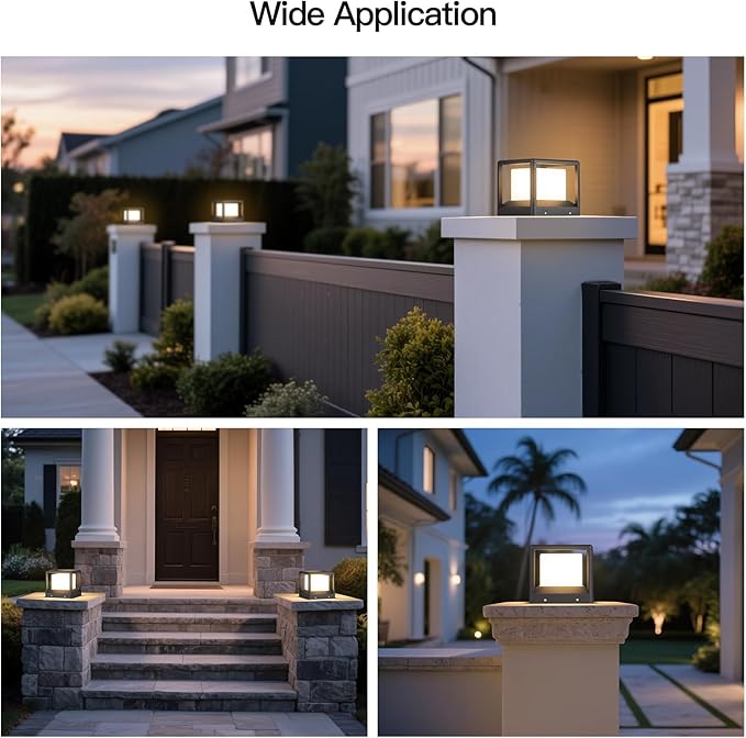 7.1 Outdoor Post Lights Pillar Lights Hard Wired AC100-240V Modern Column Light Waterproof Fence Deck Cap Lamp Fixture 3000K Landscape Lighting for Outside Patio Garden Gate Posts