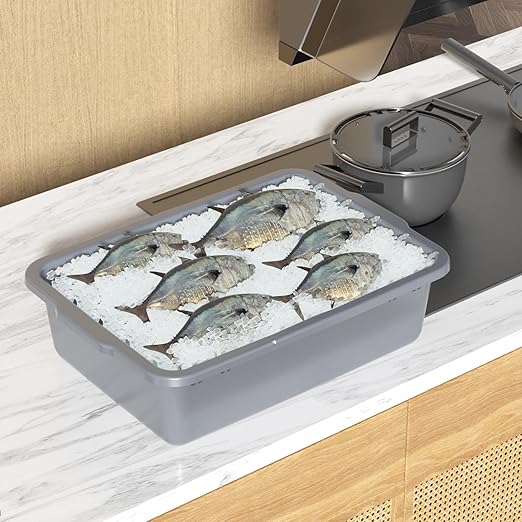 6-Pack 24 L Commercial Bus Tub Plastic Bus Box Gray