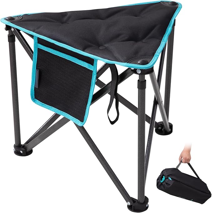 FUNDANGO Folding Tripod Stool Lightweight Portable Fishing Chair with Thick Padded Seat 440 Lbs Heavy Duty Outdoor Camping Chairs with Carry Bag for Walking Hunting Hiking Travel