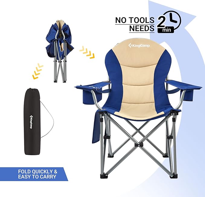 KingCamp KC2008 USCK Camping Chair Oversized 2 Pack-Navy/Beige