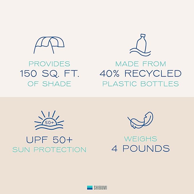 Shibumi Shade® (2.0 Version) - World's Best Beach Shade. The Original Wind Powered® Beach Shade. Lightweight Easy to Set up and Great for Groups up to 8 People