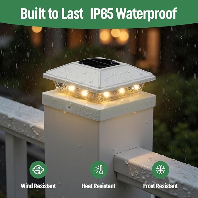 Post Cap Lights 16pack 4x4 Deck Fence Post Solar Lights Outdoor with Warm White LightingWhite Waterproof Solar Post Lights for Vinyl/Wood Posts to Decorate Fence DeckGarden Patio