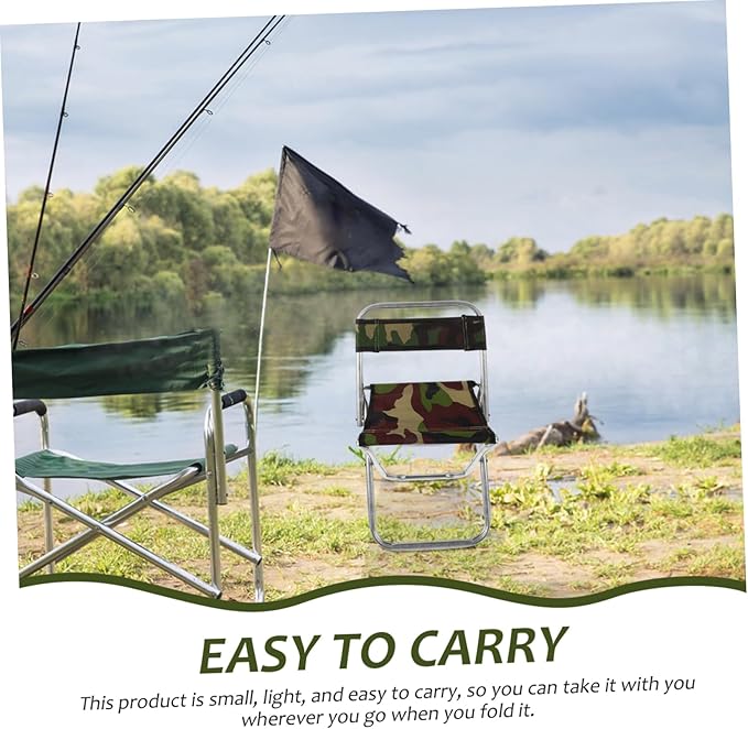 Folding Stool Large Portable Camping Chair Metal Backrest Easy to Carry for Outdoor Use