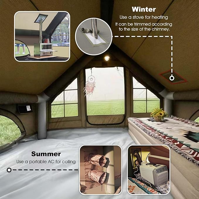 Inflatable Tents for Camping Large Inflatable Camping Tent with Hand Pump Easy Setup Tents for 4-6 People Portable Glamping Tent