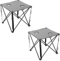 ARROWHEAD OUTDOOR 26” (66cm) Portable Camping Folding Table 2 Cup Holders Square Carrying Case Steel Frame High-Grade 600D Canvas