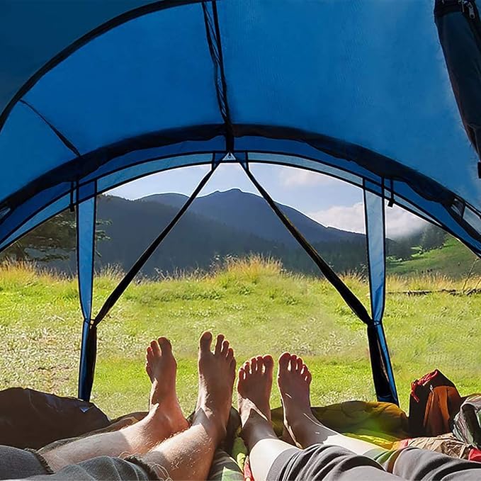 Pacific Pass 6 Person Dome Tent w/ Removable Rain Fly and Screen Room Water Resistant - Navy/Gray