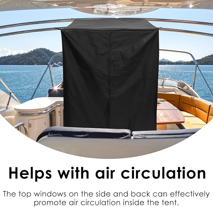 Boat Privacy Tent Boat Privacy Curtain Boat Changing Room Portable Boat Changing Room with Storage Bag Easy to Install Hanging Privacy Partition for Pontoon Boats (Black)