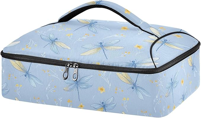 Casserole Carrier Adorable DragonfliesInsulated Casserole Carrier for Hot or Cold Food Thermal Lunch Tote for Potluck Parties Picnic Beach Fits 9 x 13 Inches Baking Dish