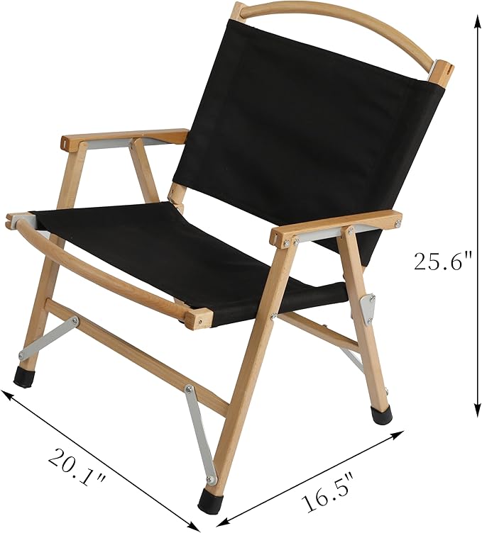 Portable Folding Camping Chair - Beechwood Beach Chair for Camping Lawn Hiking Sports Hunting Fishing Patio &amp Backyard 300 lbs Capacity with Carry Bag(Black)