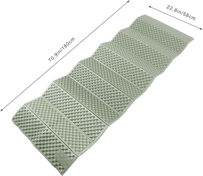 Camping Sleeping Pad Folding Outdoor Waterproof Foam Mat Green Aluminum Film Thickened Moisture-Proof Cushion for Hiking Picnic Camping