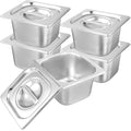 5 Pack 1/6 Size Anti-Jam Hotel Pans 4 Inch Deep Stainless Steel Hotel Pans with Lid Catering Storage Steam Pan for Home Restaurant Buffet