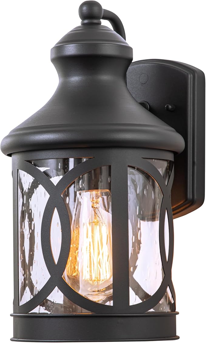 Outdoor Wall Sconce Waterproof Exterior Light Fixture Matte Black Porch Lantern Lights with Clear Glass Shade for Garage Patio Front Door Balcony