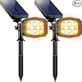 URPOWER Solar Lights Outdoor Adjustable Solar Spot Lights Outdoor Spotlight 2-in-1 Waterproof Solar Landscape Lights Wall Light Dusk-to-Dawn Solar Powered Lights for Yard Garden (Warm White 2 Pack)