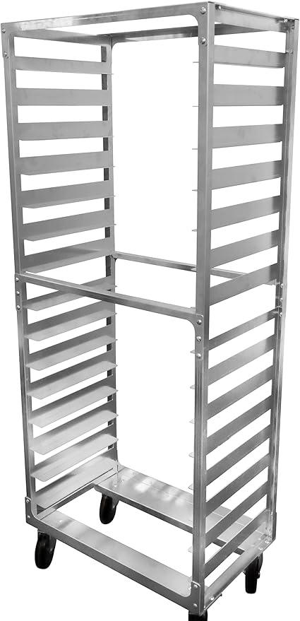 Side Load Aluminum Speed Rack Commercial Standard Heavy Duty Aluminum Bun Racks For Food Service Bakery Restaurant NSF Listed Industrial Baking Pan Rack (15 Tier 4 Inch Spacing)