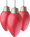 Xodus Innovations WP980-3 Battery Powered Hanging Decorative Outdoor Pulsing 8 inch C9 Bulb Style Light with Sensor Turns-On at Dark Pack of 3 Red