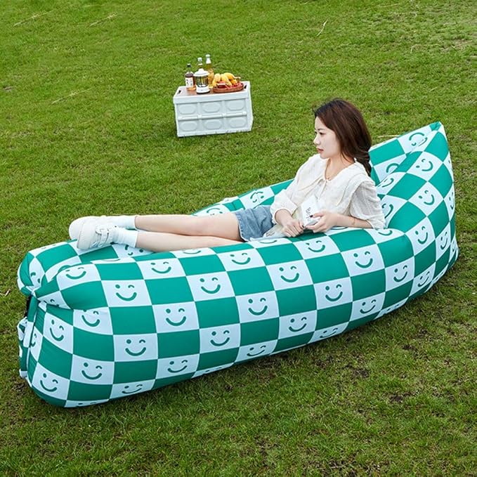 Inflatable Lounger Air Chair Sofa Bed Sleeping Bag Couch for Beach Camping Lake Garden ¡­ (Smile)