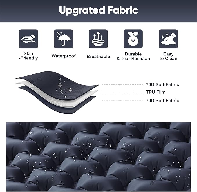 Double Sleeping Pad for Camping – 4” Thick Inflatable Camping Mattress 2 Person Built-in Foot Pump &amp Pillow Ultralight Self-Inflating Camping Mat for Tent Hiking Backpacking Traveling