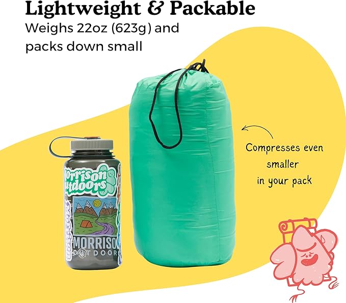 Mighty Mo 40° Kids Sleeping Bag (Ages 3-5). The Comfiest Coziest Camping Sleeping Bag for Kids with Adjustable Cuffs.