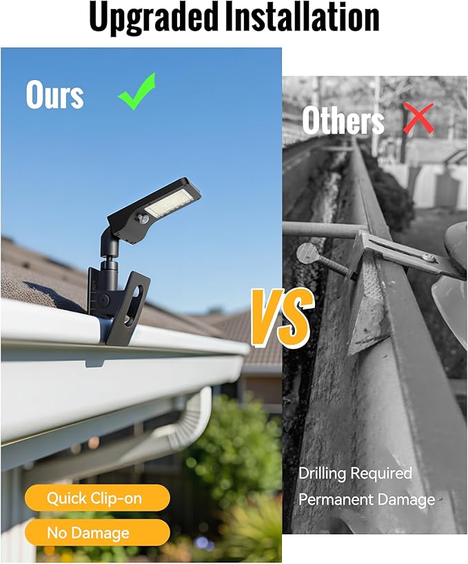 Clip On Solar Lights Outdoor 350LM Solar Motion Sensor Clamp Light with 1200mAh Battery 3 Modes 360° Adjustable Waterproof Fence Lights for Porch Mailbox Camping Emergency Security