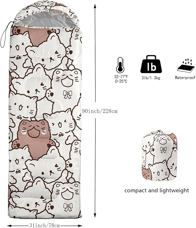 CVHOUSE Camping Sleeping Bags3 Season Warm &amp Cool WeatherLightweightWaterproof Sleeping Bags for Adults &amp KidsTravelingand OutdoorsCamping Gear Equipment