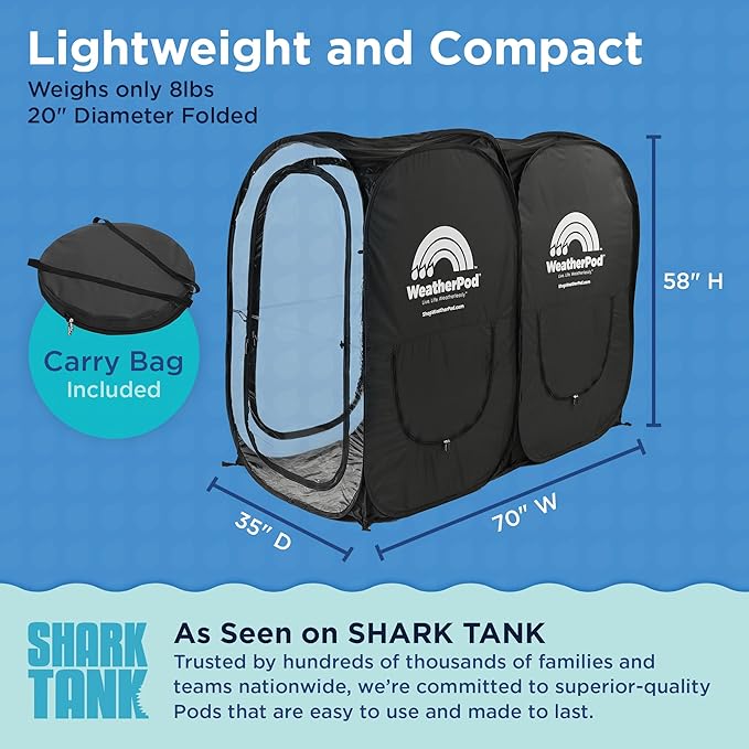 WeatherPod® The Original Shark Tank Side-by-Side™ 2-4 Person Pop-Up Pod - Stay Warm Dry and Out of The Sun - Weather Pod for Sports Rain or Wind - Simple to Set Up and Tear Down