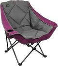 Northroad Oversized Foldable Camping Chair Outdoor Padded Lawn Chair w/Cup HolderCarry Bag for Beach Hiking and PicnicsHeavy-Duty 300-lbs Capacity Purple