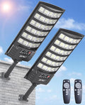 JAYNLT Solar Street Light 7000K Dusk to Dawn Solar Security Floodlight with Motion Sensor No Wiring Required Easy to Install Suitable for Outdoor Lighting in Parking Lots Yards Farms - 2 Pack