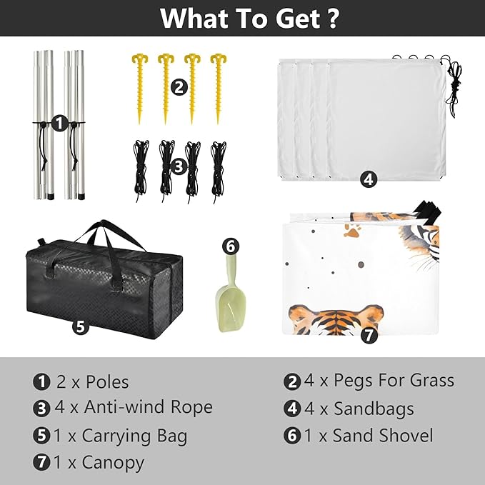White Background Tiger Faces Paw Prints Pattern Camping Sun Shelter Beach Tent Portable Beach Sun Shade Outdoor Canopy for Camping Trips Fishing Picnic