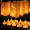 50 PCS Butterfly Luminary Bags &amp 50 PCS Battery Tea Lights White Luminary Bags with Flameless Candles LED Lamp Holiday Gift Flameless LED Tealight for Outdoor Christmas Thanksgiving Decorations