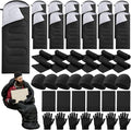 80 Pcs Homeless Care Package Sleeping Bags Adult Bulk with Winter Beanies Hat Gloves Scarf Cotton Liner Waterproof Sleeping Bag for Camping Outdoor Church Donation Emergency