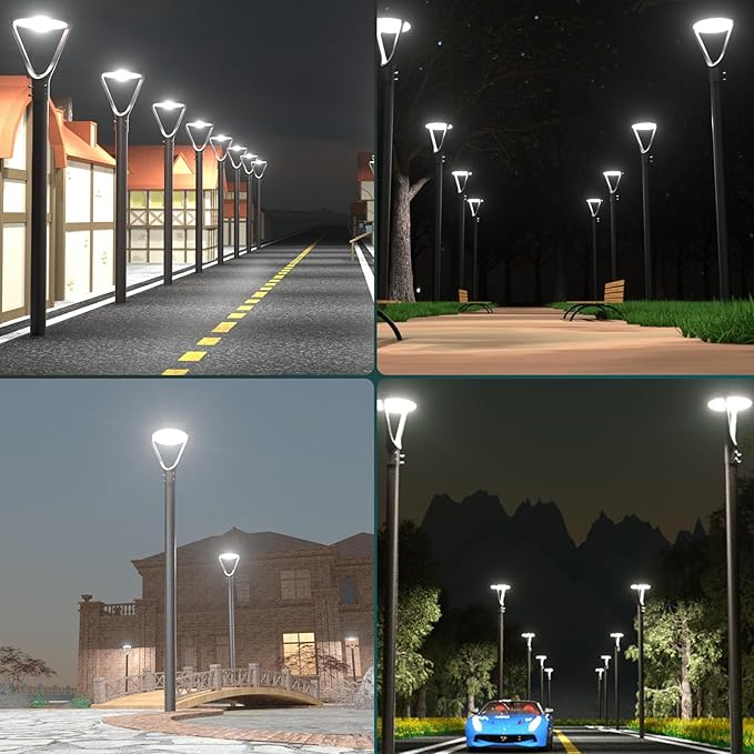 Lightdot 150W LED Post Light with Dusk to Dawn Photocell 22500LM 5000K Pole Lights Outdoor Waterproof 45-93 Height LED Circle Area Light for Parking Lot Garden Yard Street Lighting -2Pack