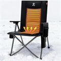 EVER ADVANCED Heated Reclining Camping Chairs for Adult Lightweight Portable Compact Folding Chair with Adjustable Back Portable Lawn Chair for Patio Balcony Supports 350lbs Black