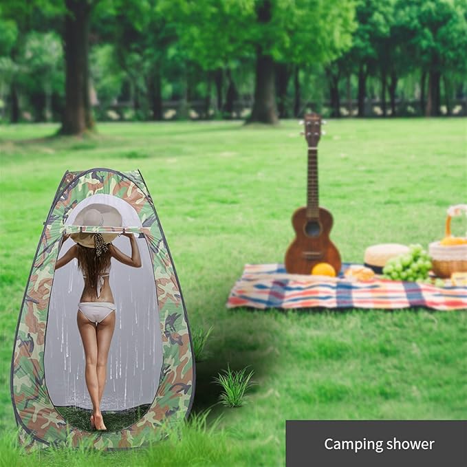 Portable Pop Up Privacy Shower TentInstant Portable Outdoor Rain Shelter with Carry BagCamp Toilet for Hiking &amp BeachLightweight &amp SturdyEasy Set Up (Camouflage)