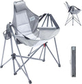 Portable Swing Hammock Chair | Foldable Recliner Rocking Lounger with Headrest &amp Drink Holder | Outdoor Sports Beach Lawn Hunting Tailgating Fishing | Supports 300Lbs (Grey)