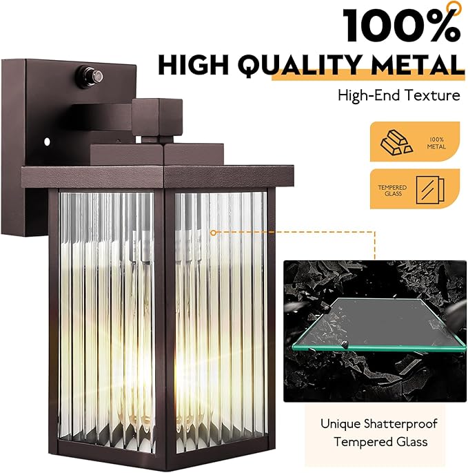 Outdoor Wall Lights for House Exterior Dusk to Dawn Porch Lights Outdoor Waterproof Matte Black Front Door Light Fixture &amp Garage Lighting with Wall Mount Sconce(Oil-Rubbed Bronze)